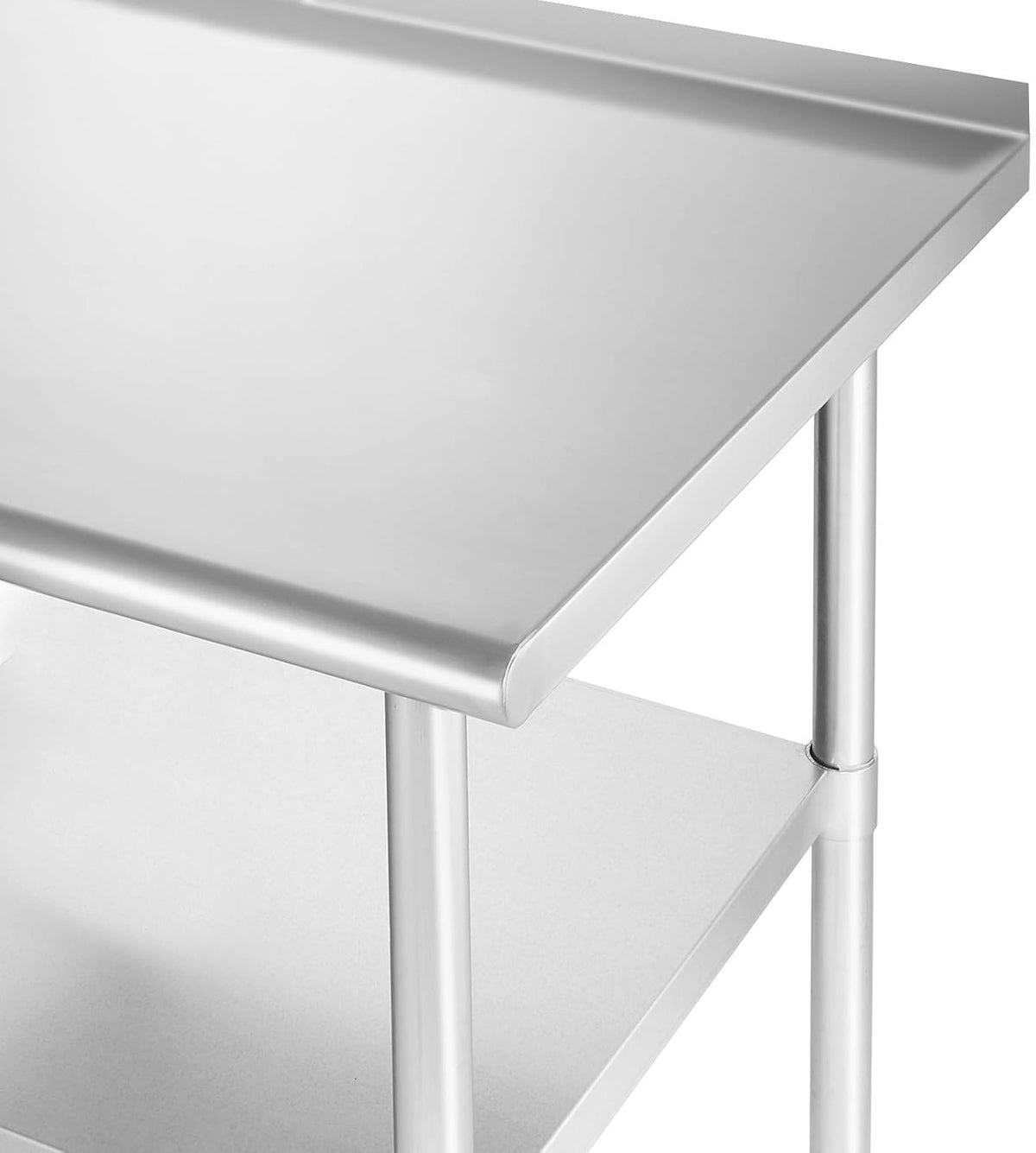 NSF Stainless Steel Commercial Kitchen Prep Work Table with Backsplash 4 Casters V180964