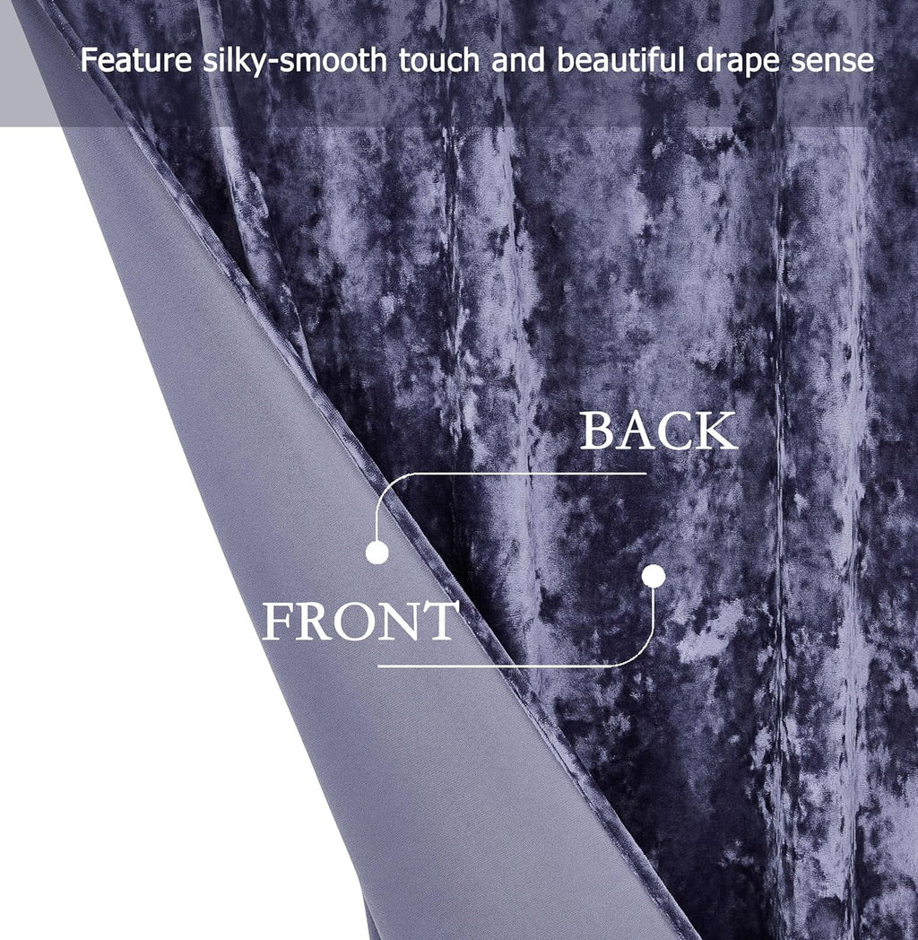 Purple Crushed Velvet Curtains 2 Panel Set 50" W x 84" L V18041