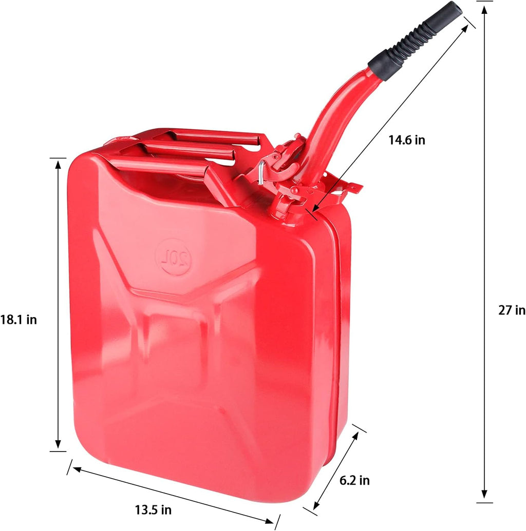 2 Pack Red 20L Steel Gas Can with Spout System P944