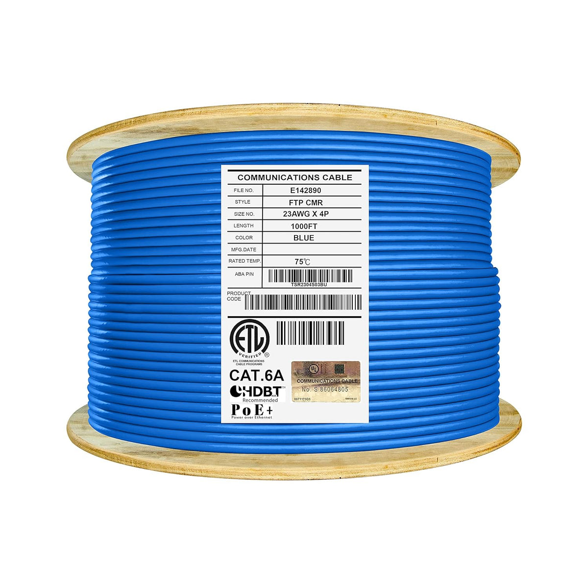 Bulk Ethernet Cable Reel, Cat6A Shielded, 1000ft, Grey U524