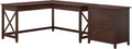 60W L Shaped Desk with 2 Drawer Lateral File Cabinet, Bing Cherry U24823