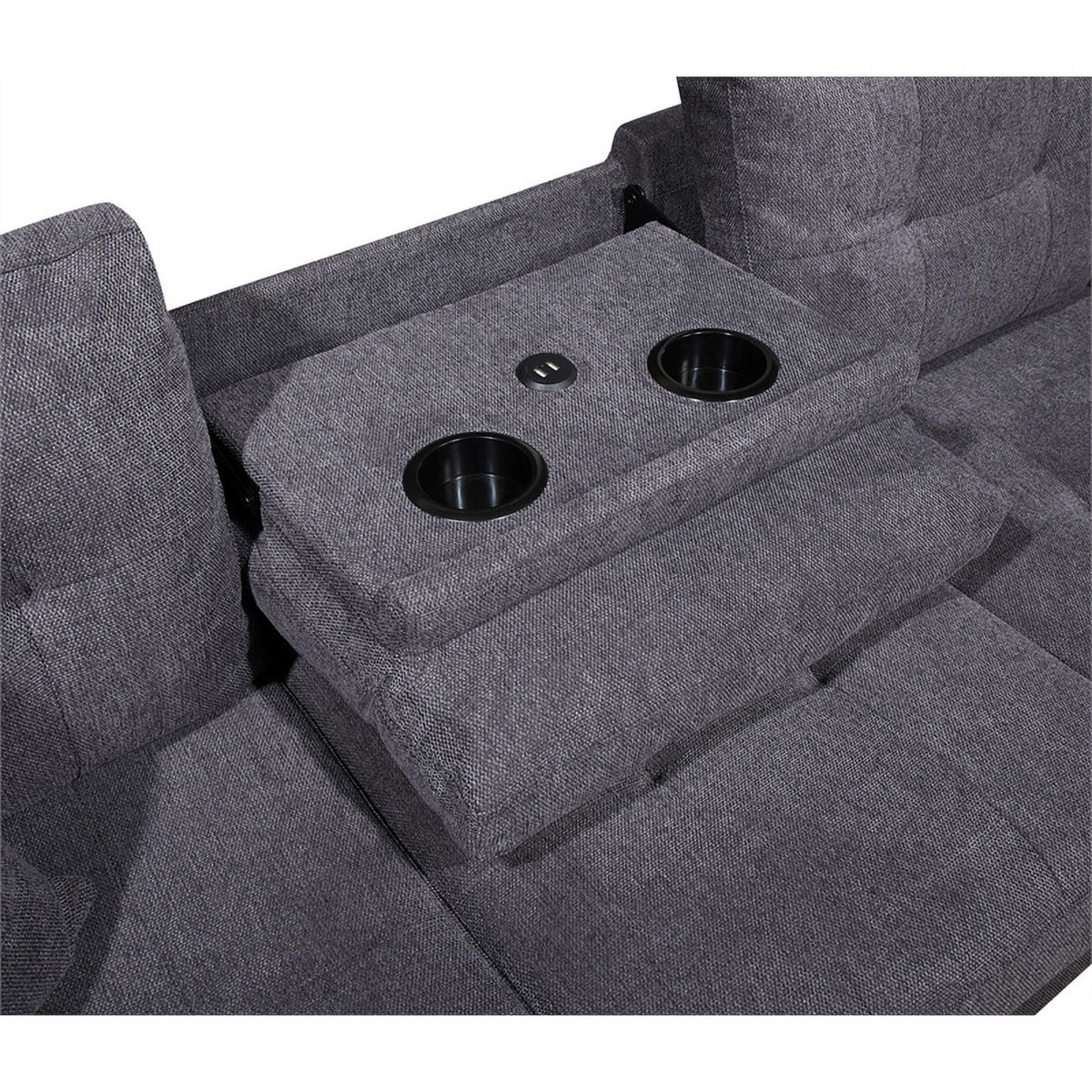 Dark Gray Woven Fabric Sectional with Charging Ports Y29855