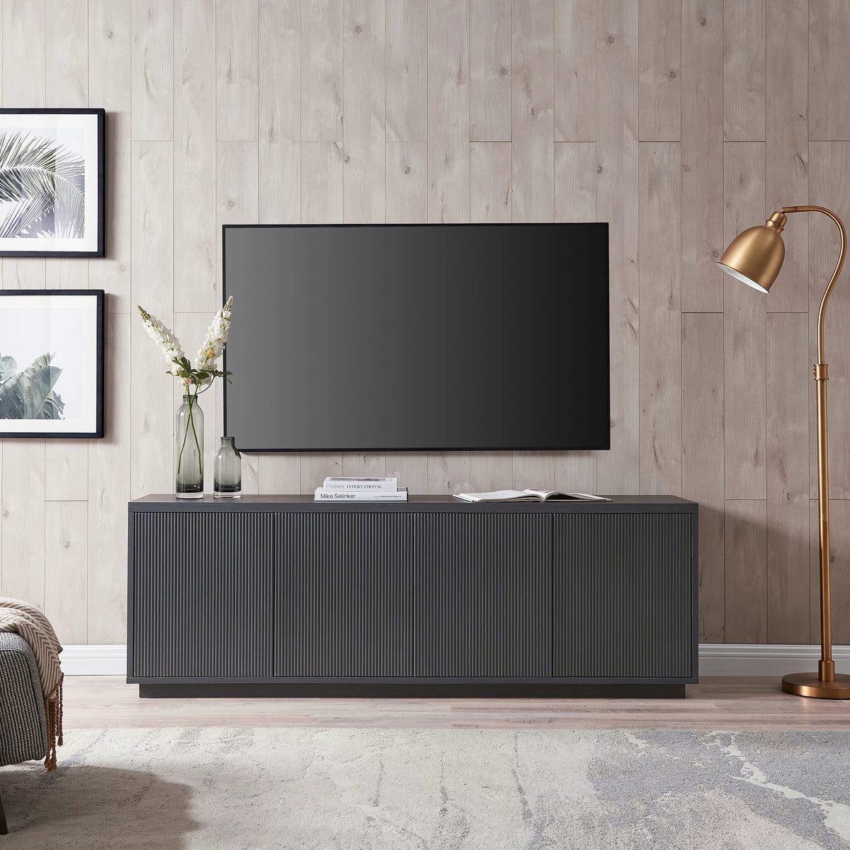 Black Grain Rectangular TV Stand U826