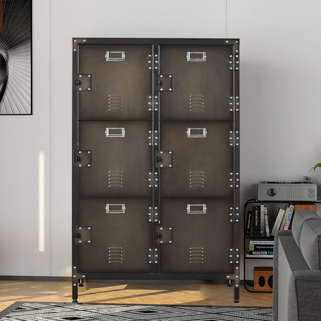 Metal Storage Cabinet with 4 Doors, 55 Height Steel Cabinet with Lockable Doors Q998