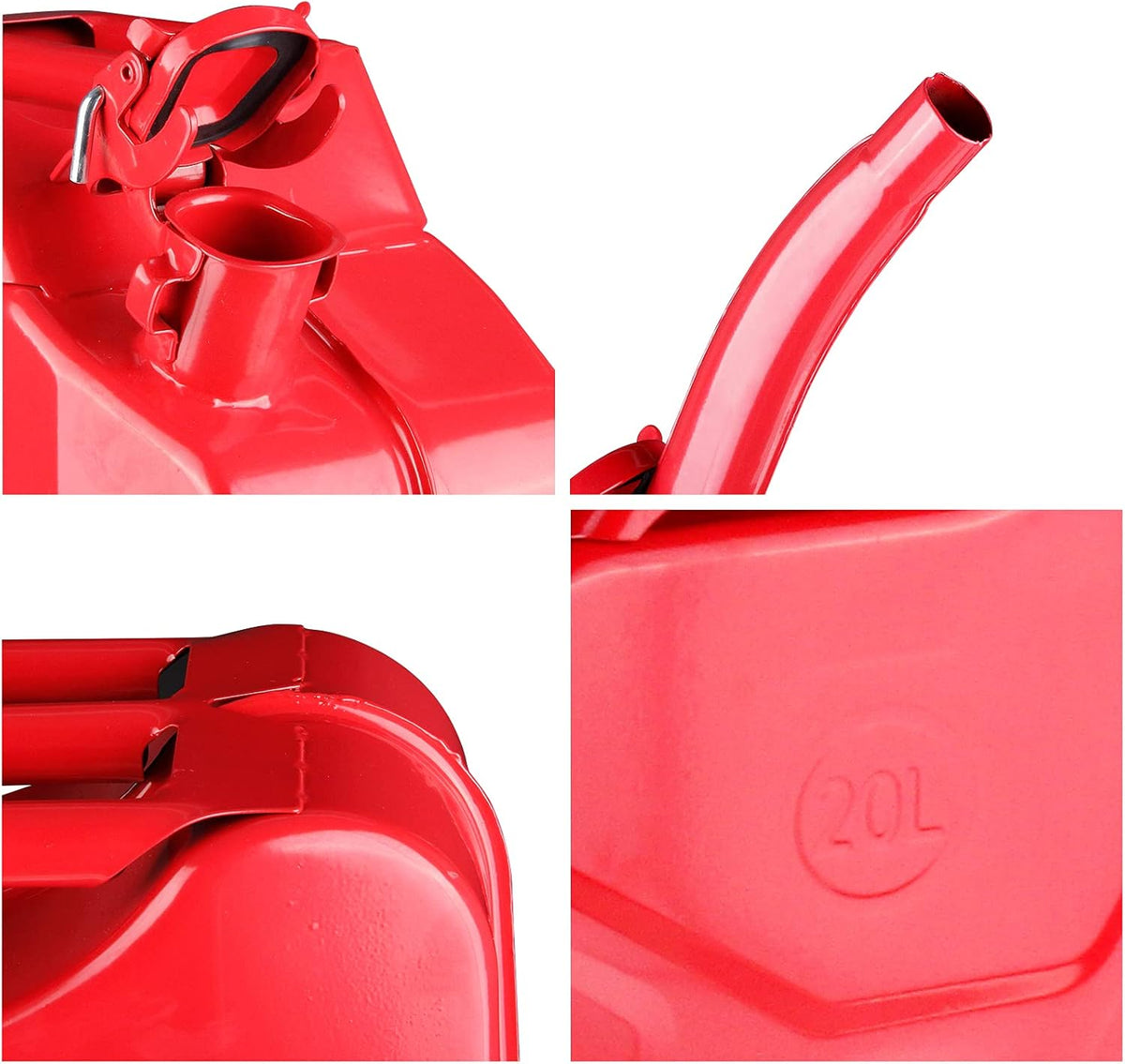 2 Pack Red 20L Steel Gas Can with Spout System P944