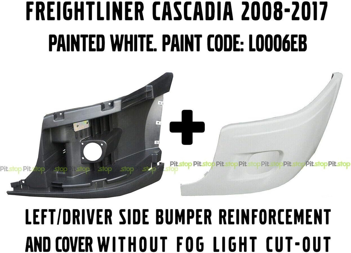 White Left Side Bumper Reinforcement & Cover Without Cut-Out F249541