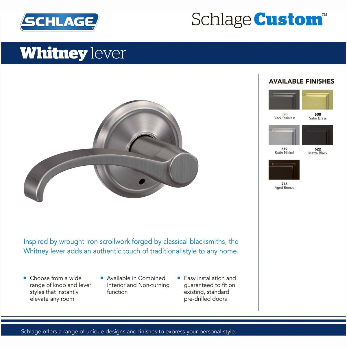 Bronze Non-Turning Lever F367509