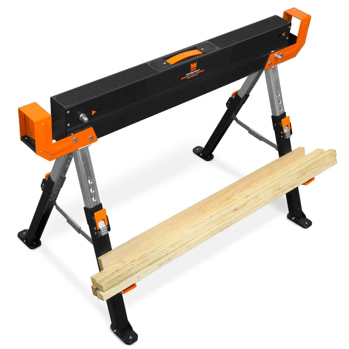 1300-Pound Capacity Height Adjustable Folding Steel Saw Horse, Two Pack Y707704