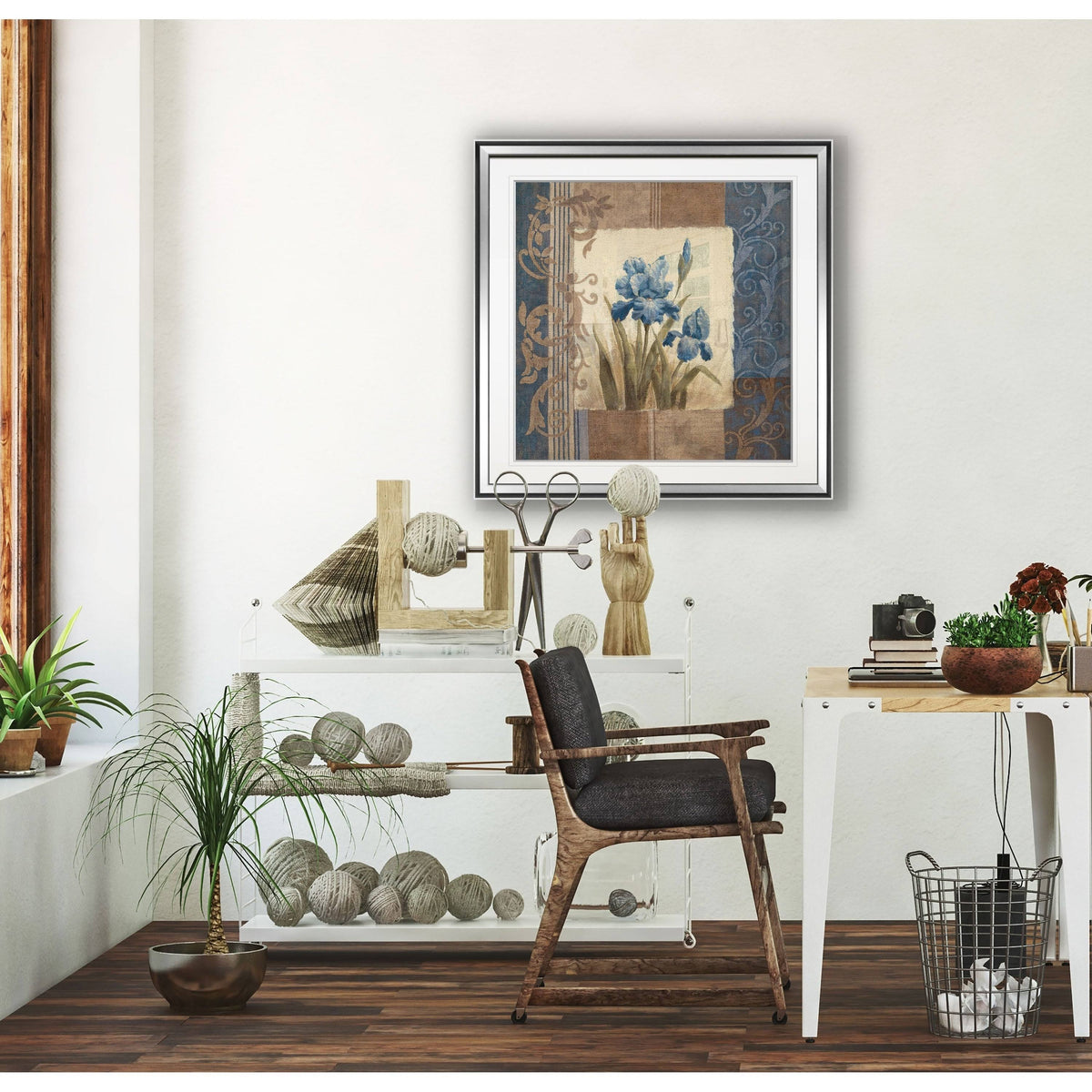 Blue Iris Scroll Framed Giclee Print 38x38 P691426