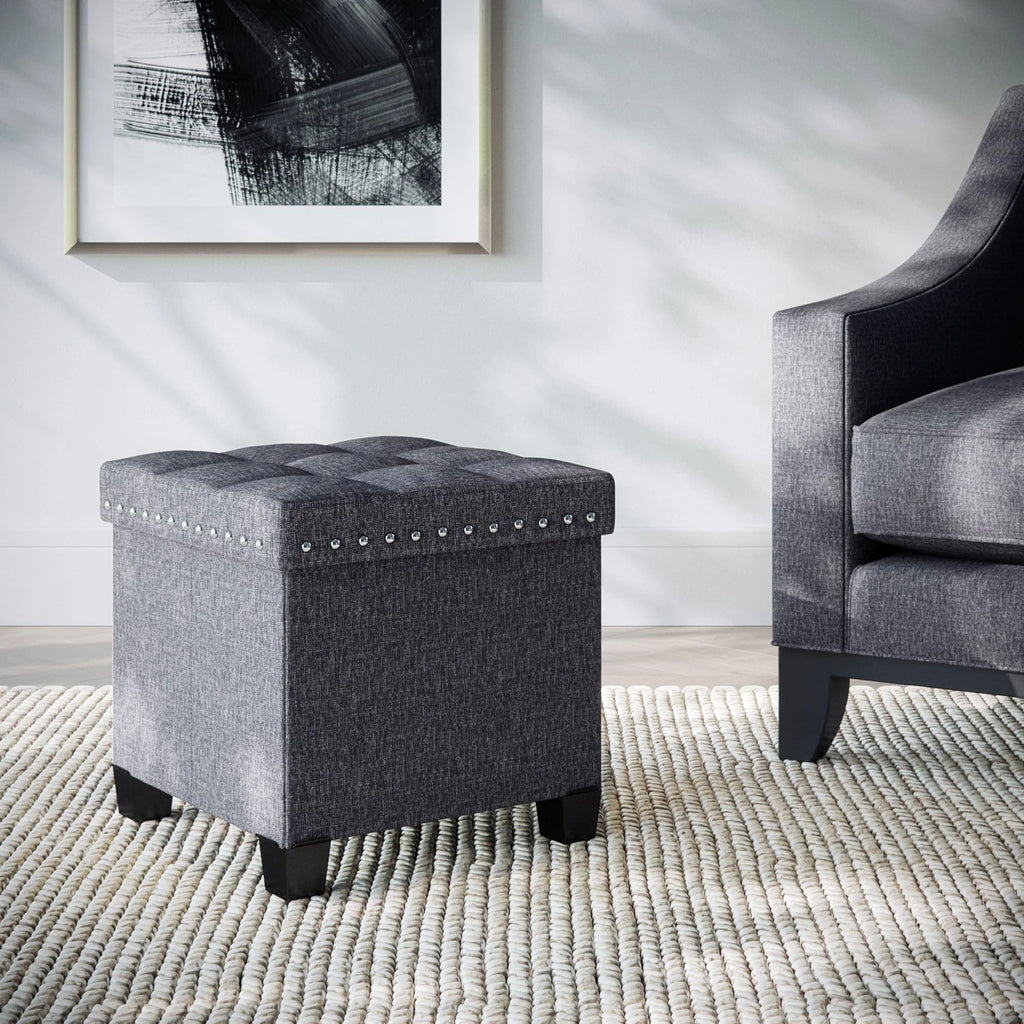 Foldable Cube Storage Ottoman with Gray Fabric B482