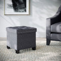 Foldable Cube Storage Ottoman with Gray Fabric B482