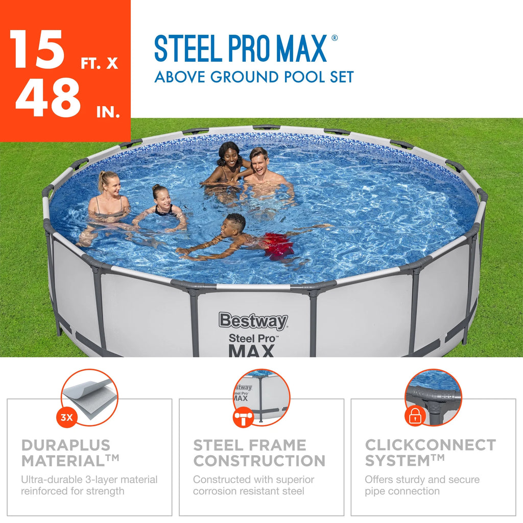 15' x 42 Round Above Ground Swimming Pool Set W229