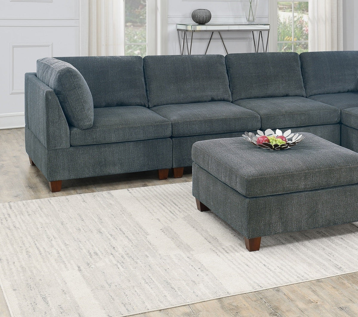Grey Chenille Modular Sectional 8pc Set O3655