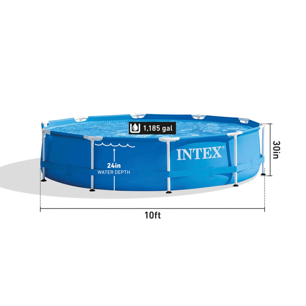 10' x 30 Metal Frame Round Above Ground Swimming Pool with Pump I1872