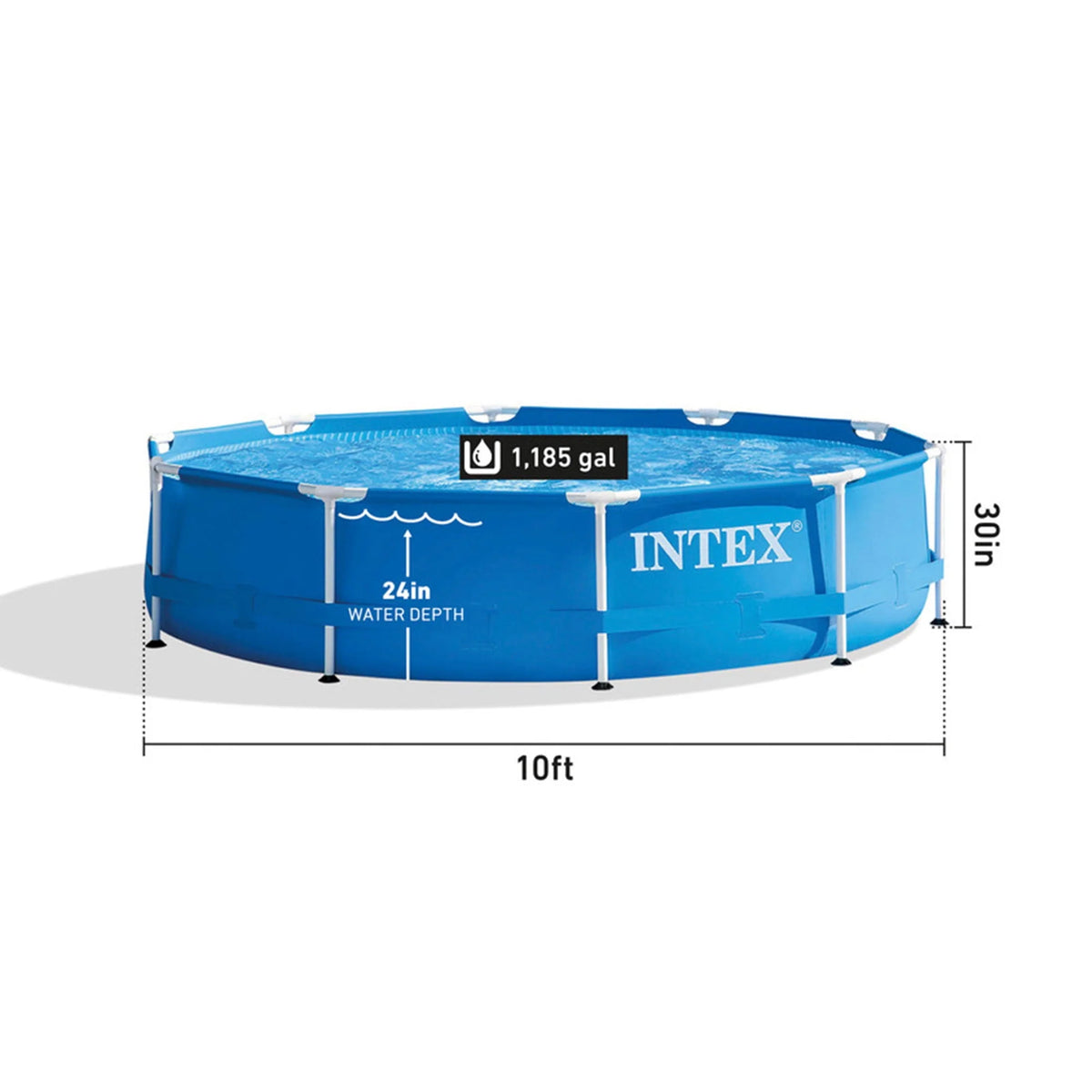 10' x 30 Metal Frame Round Above Ground Swimming Pool with Pump I1872