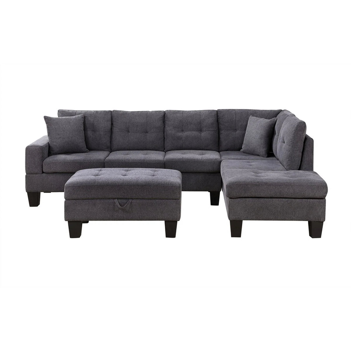 Dark Gray Woven Fabric Sectional with Charging Ports Y29855
