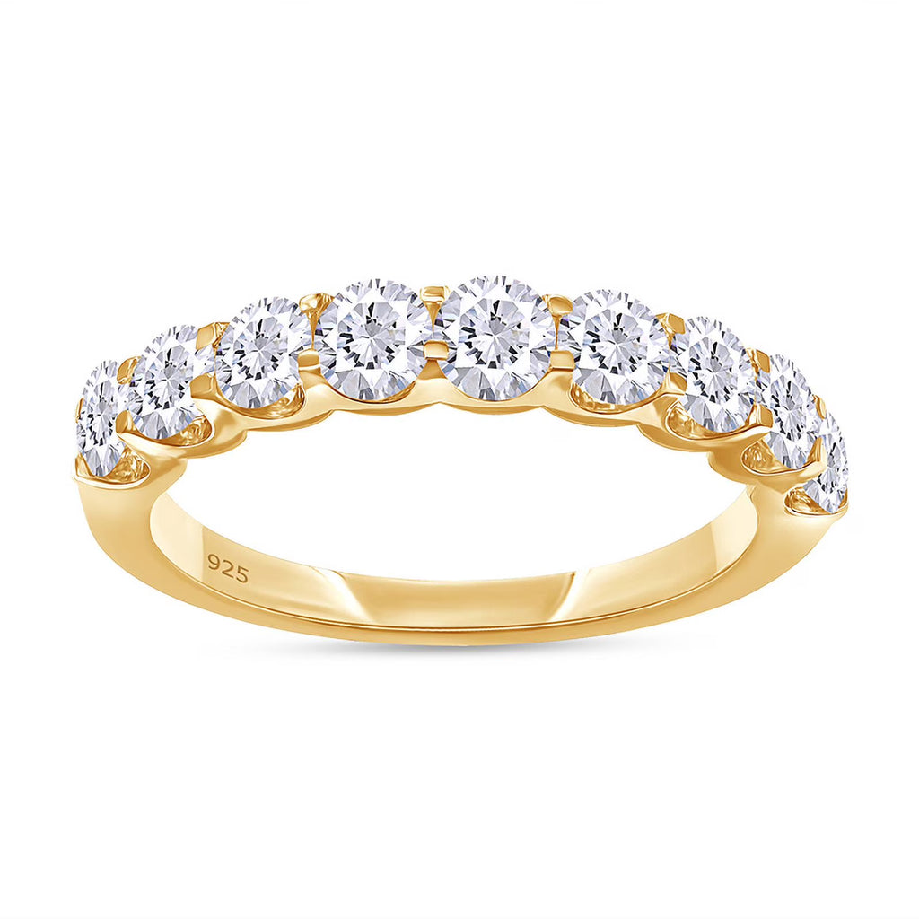 0.86 Carat Round Cut Lab Created Moissanite Half Eternity Wedding Band Ring In 14K Yellow Gold Over Sterling Silver Size 7 E3713