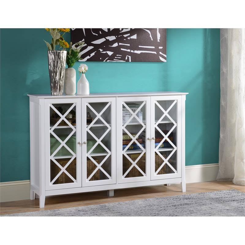 White Wood Accent Cabinet with Four Doors Z425188