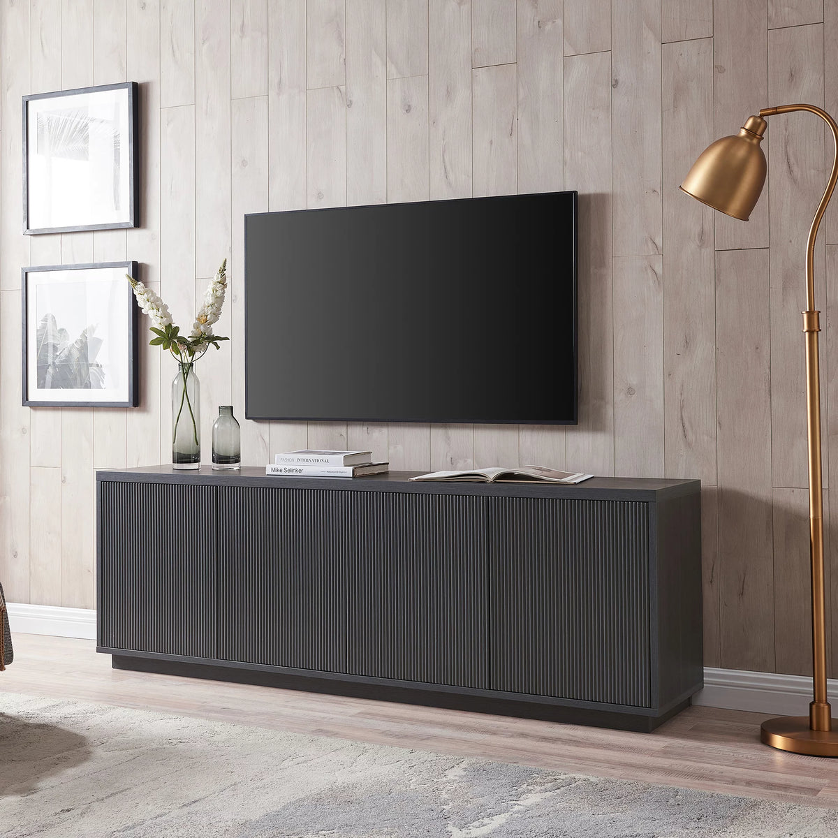 Black Grain Rectangular TV Stand U826