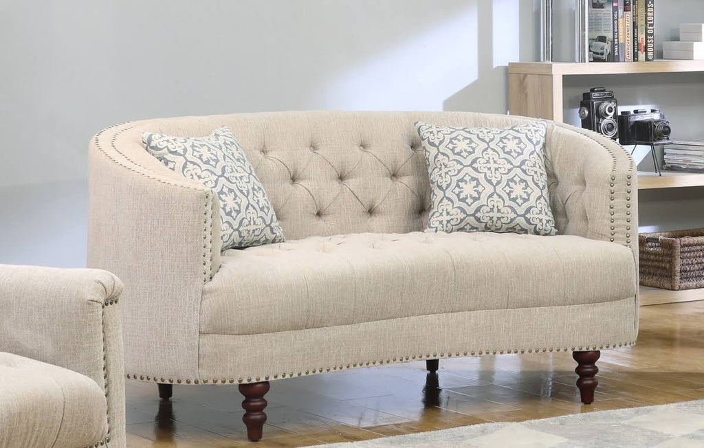 Beige Linen Loveseat I8165