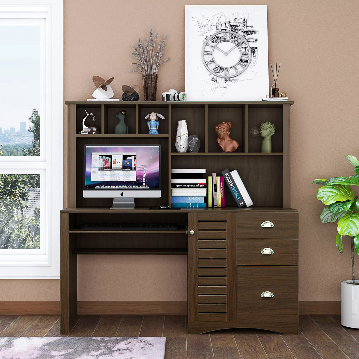 Computer Desk with Hutch N95386