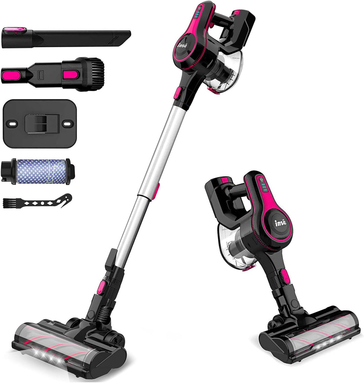 Cordless Vacuum Cleaner, Lightweight 6 in 1 Stick Vacuum with 2200mAh Rechargeable Battery, Red B762