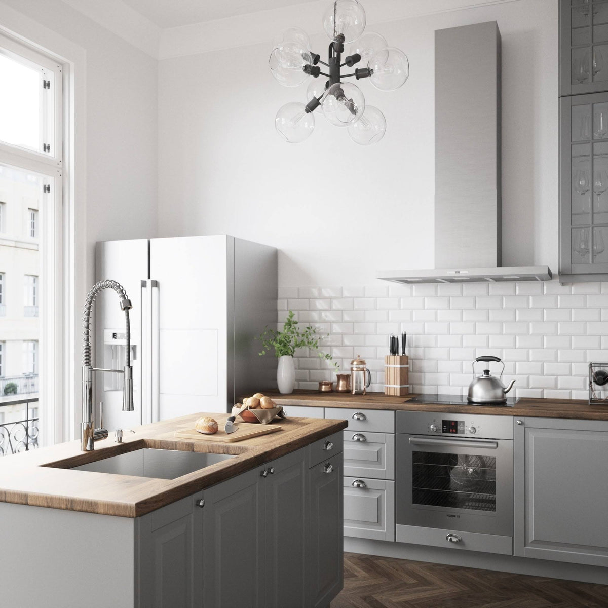 Chrome Pull-Down Spray Kitchen Faucet with Soap Dispenser F6312