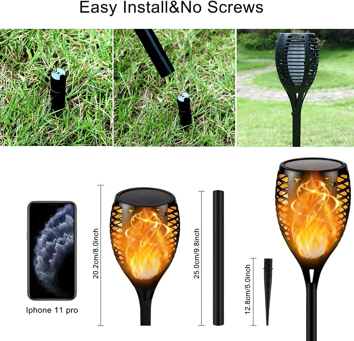 8Pack Solar Torch Lights with Flickering Flame Z395