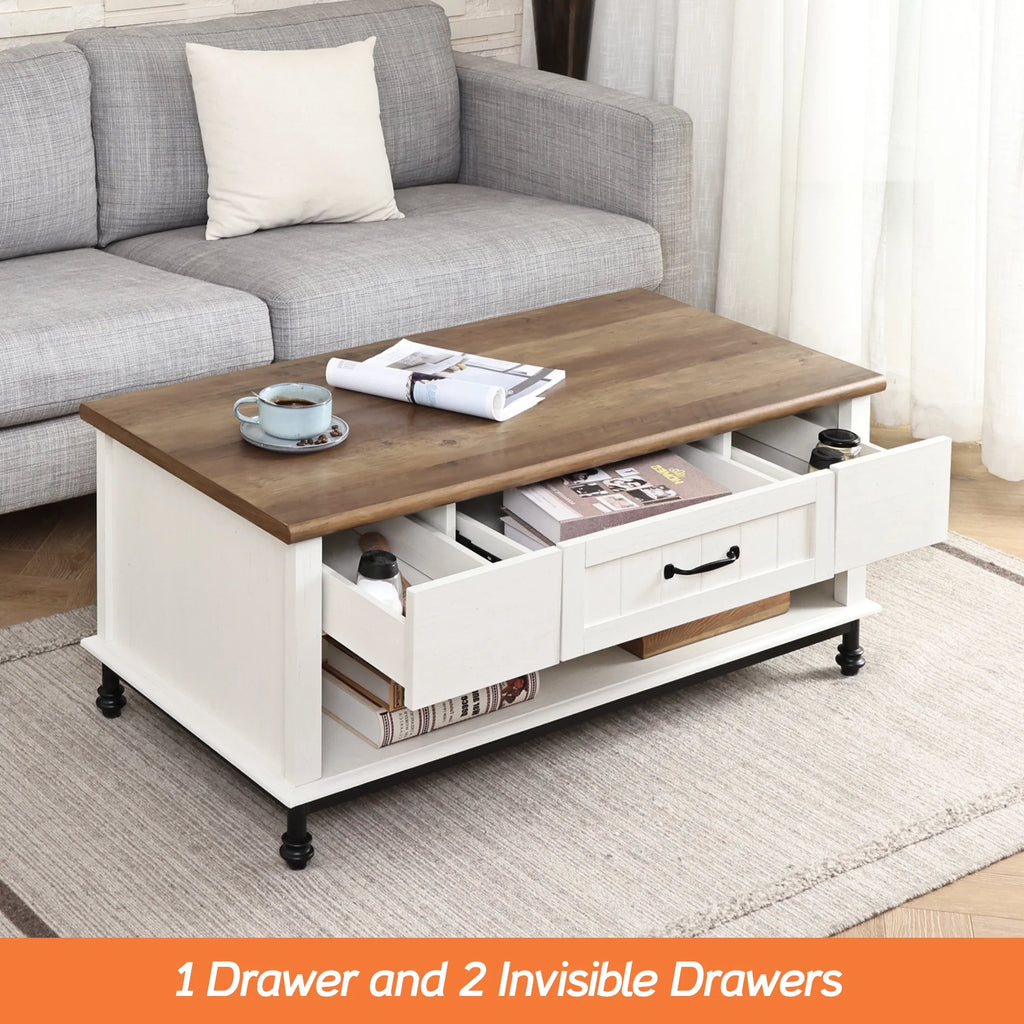 Farmhouse Coffee Table with Storage Shelf J7413