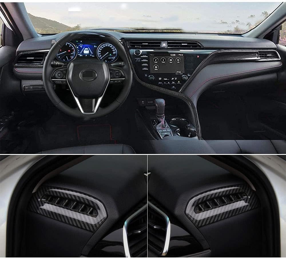 10Pcs Black Car Interior Trim Set for Toyota Camry 2018-2020 T1734