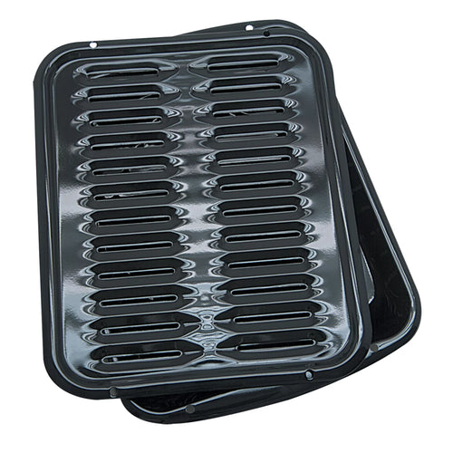 2 Piece Heavy Duty Black Porcelain Air Fry Bake and Broiler Pan Z15687