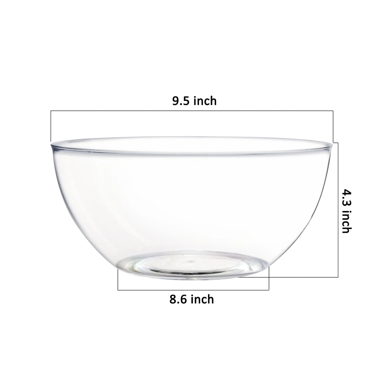 4 Pack 115OZ Large Clear Plastic Mixing and Serving Bowls T712