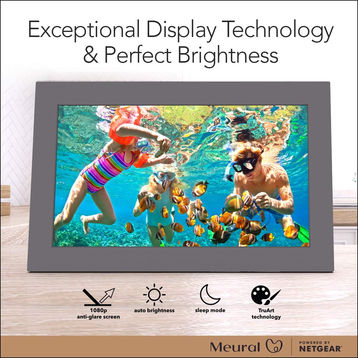 Digital Photo Frame with WiFi 13.5"x7.5" Built-in Stand and Wall Mount P715356