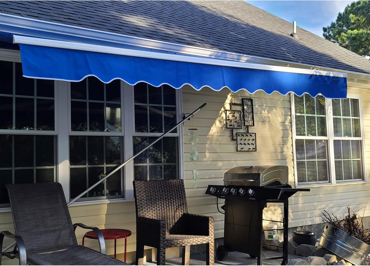 12 x 10 Feet Blue Retractable Patio Awning E266
