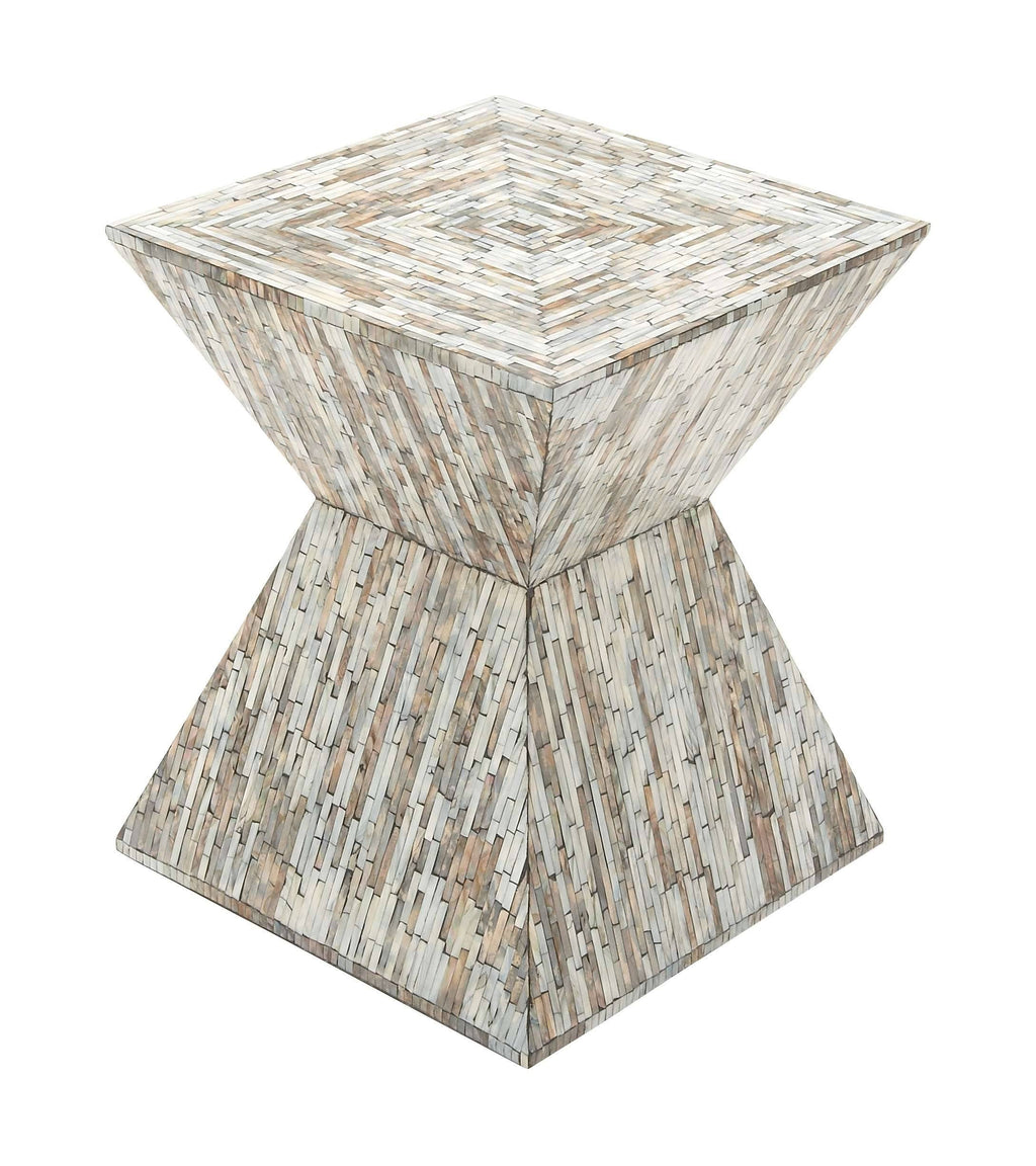 Wood Shell Inlay Accent Table E9017