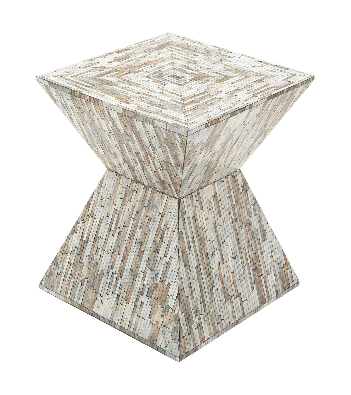Wood Shell Inlay Accent Table E9017