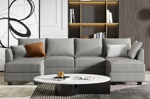 Grey 6-Seater Modular Sectional Sofa with Storage P5460