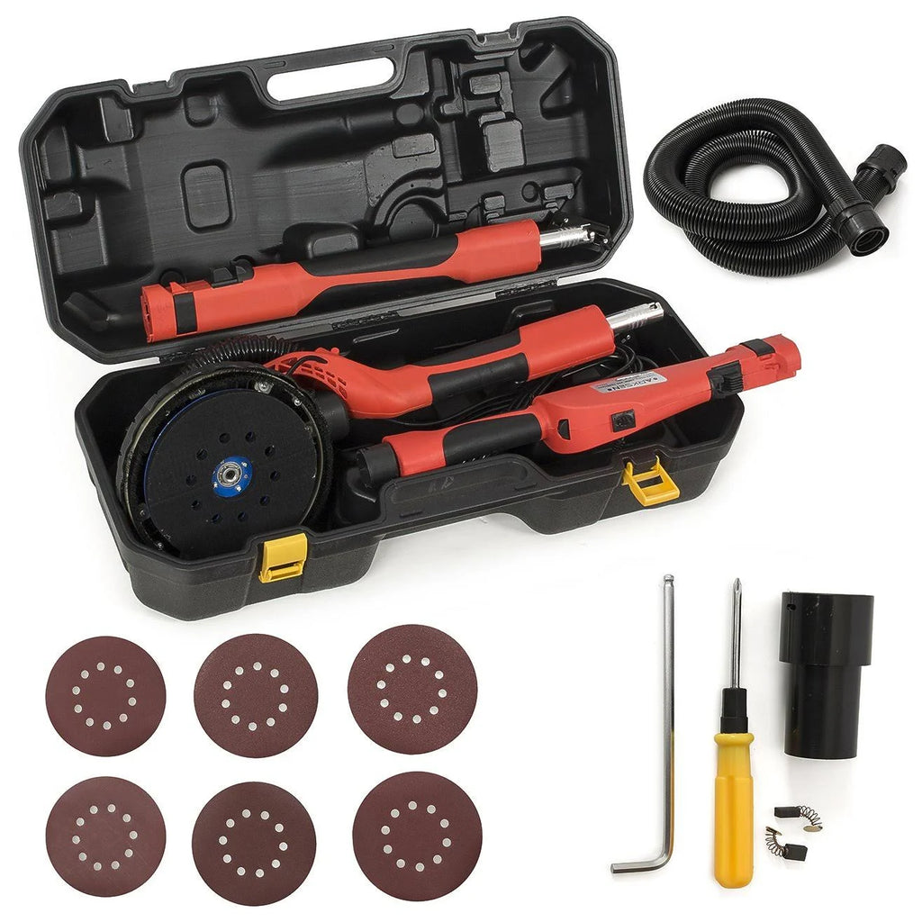 6ft 5 Speed Swivel Electric 600W Drywall Sander 6 Pcs Portable Case Z489351
