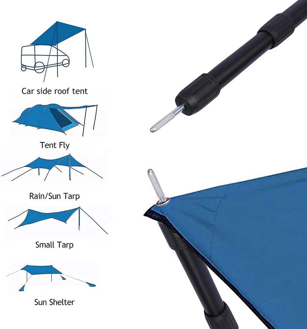 Aluminum Tarp Poles, Set of 2, Telescoping, Black A5201