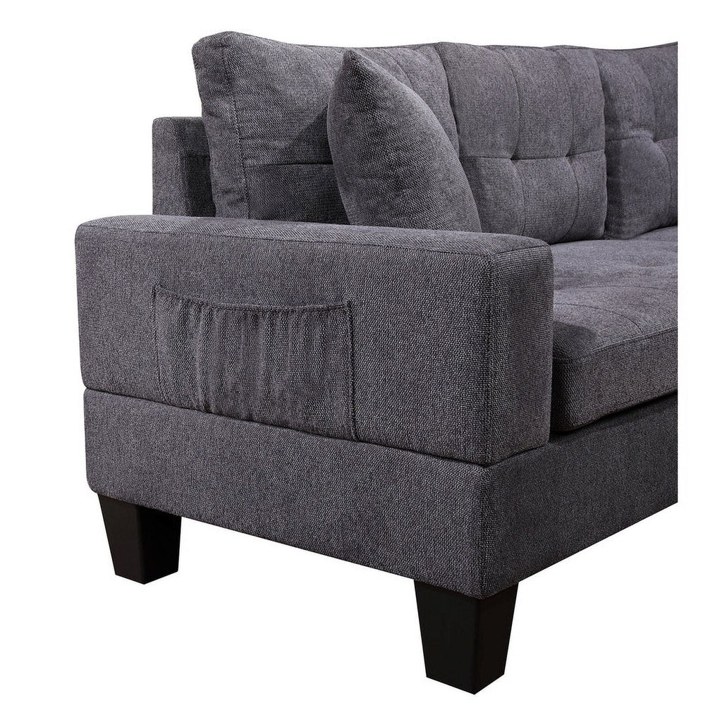 Dark Gray Woven Fabric Sectional with Charging Ports Y29855