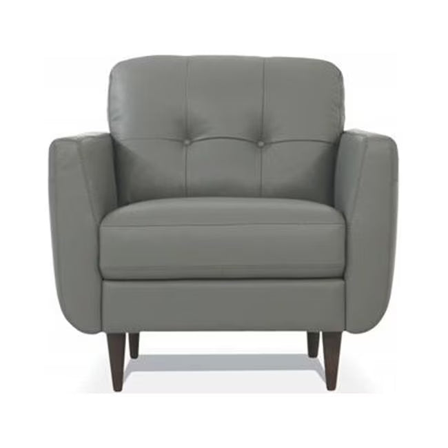 Pesto Green Genuine Leather Tufted Arm Chair U7153