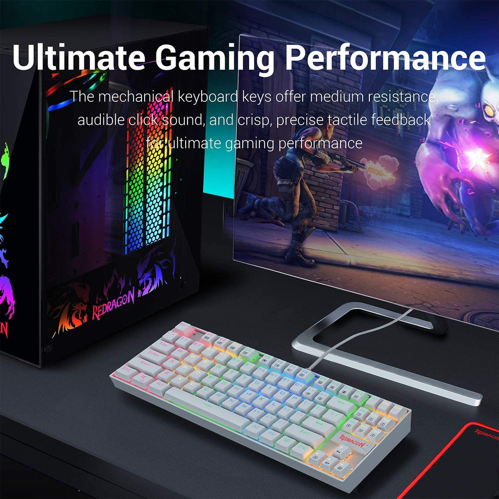 White 87 Key RGB Mechanical Gaming Keyboard H865059