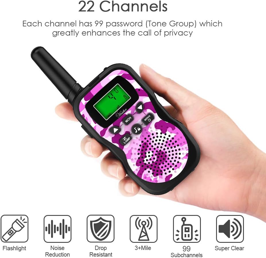 3 Pack 22 Channels 2 Way Radio Toy with Flashlight and LCD Screen D11411
