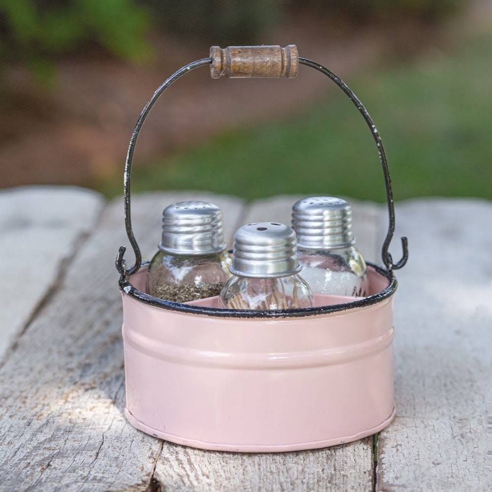 Pink Salt Pepper and Toothpick Caddy V5105
