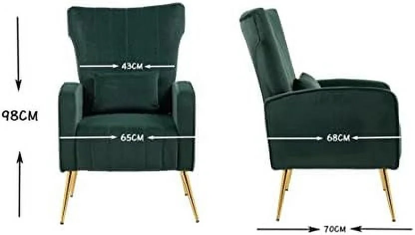 Black Velvet Upholstered Accent Chair with Golden Metal Legs R6370