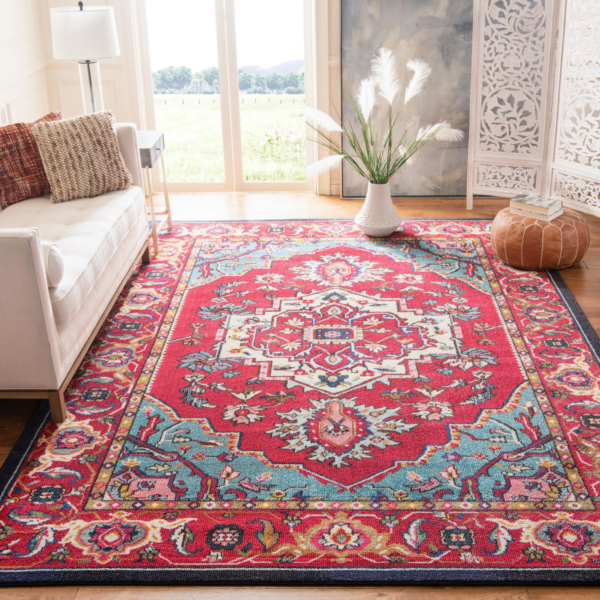 Red Turquoise 10' x 14' Area Rug Q48506
