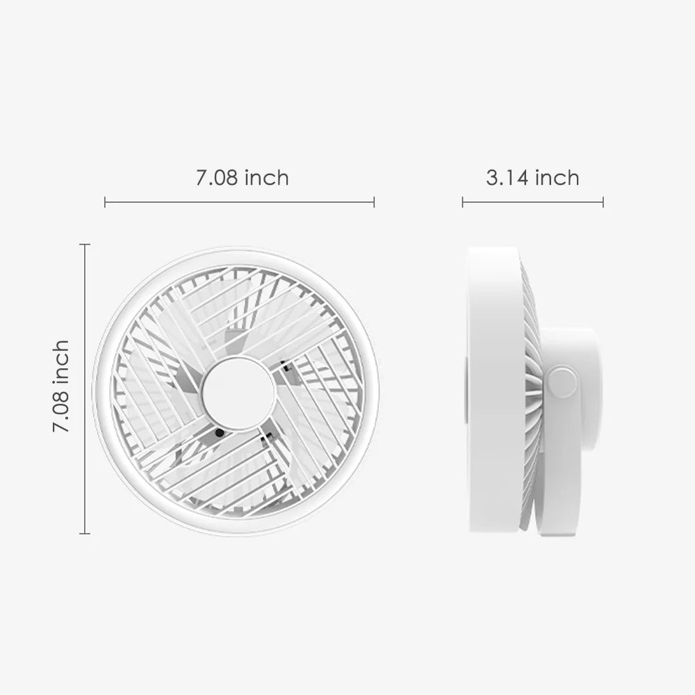 7-inch Rechargeable Camping Fan with LED Lighting T62389