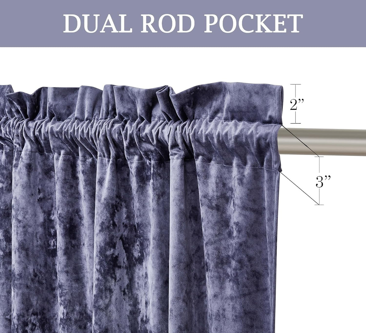 Purple Crushed Velvet Curtains 2 Panel Set 50" W x 84" L V18041