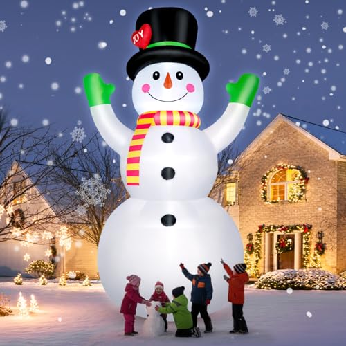 10 FT Christmas Inflatables Snowman Outdoor Yard Decorations with LED Lights A30088
