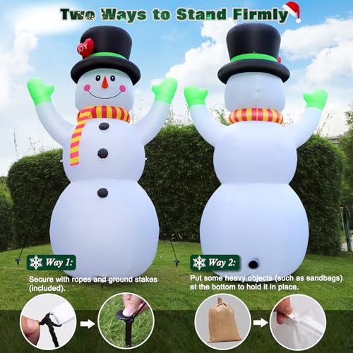 10 FT Christmas Inflatables Snowman Outdoor Yard Decorations with LED Lights A30088